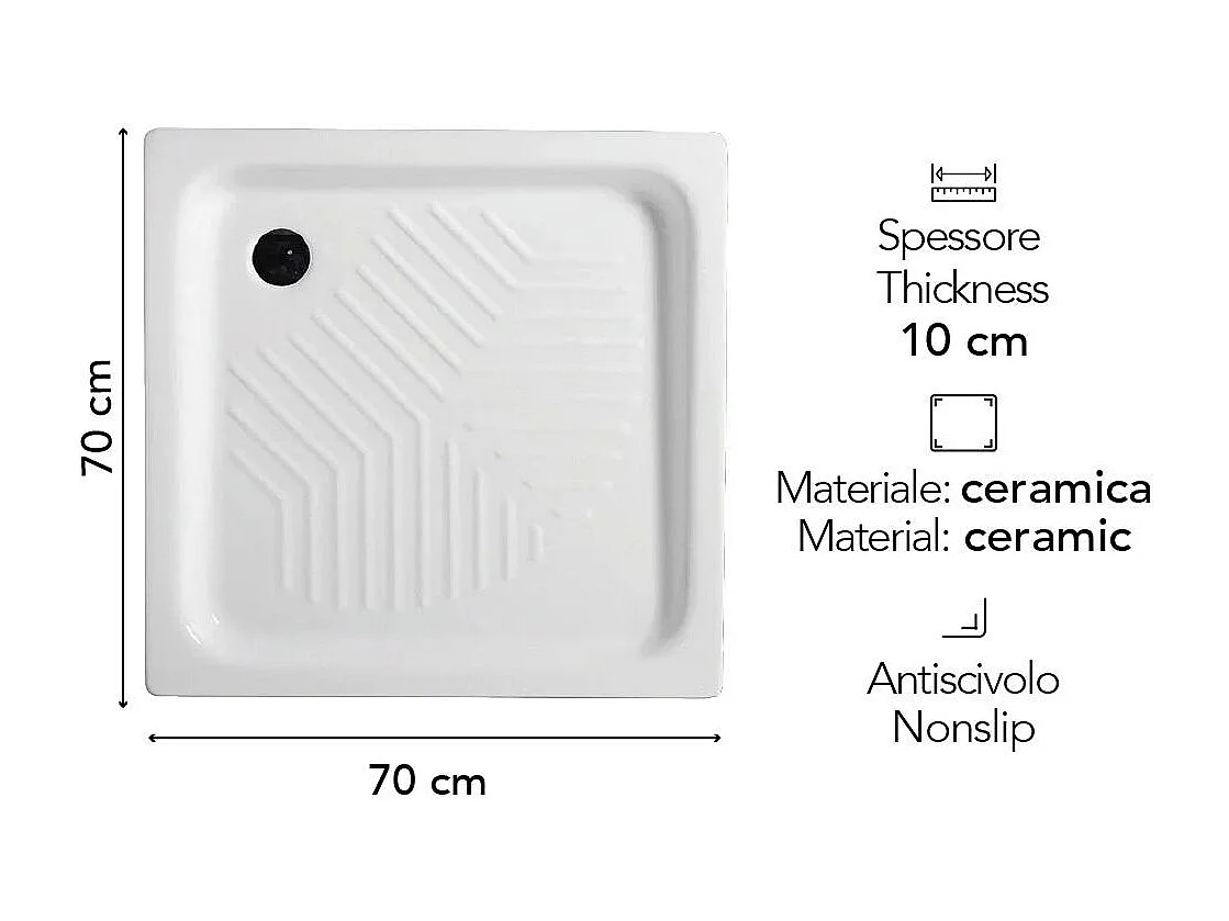 Receveur De Douche Classique En Céramique 70X70 Cm