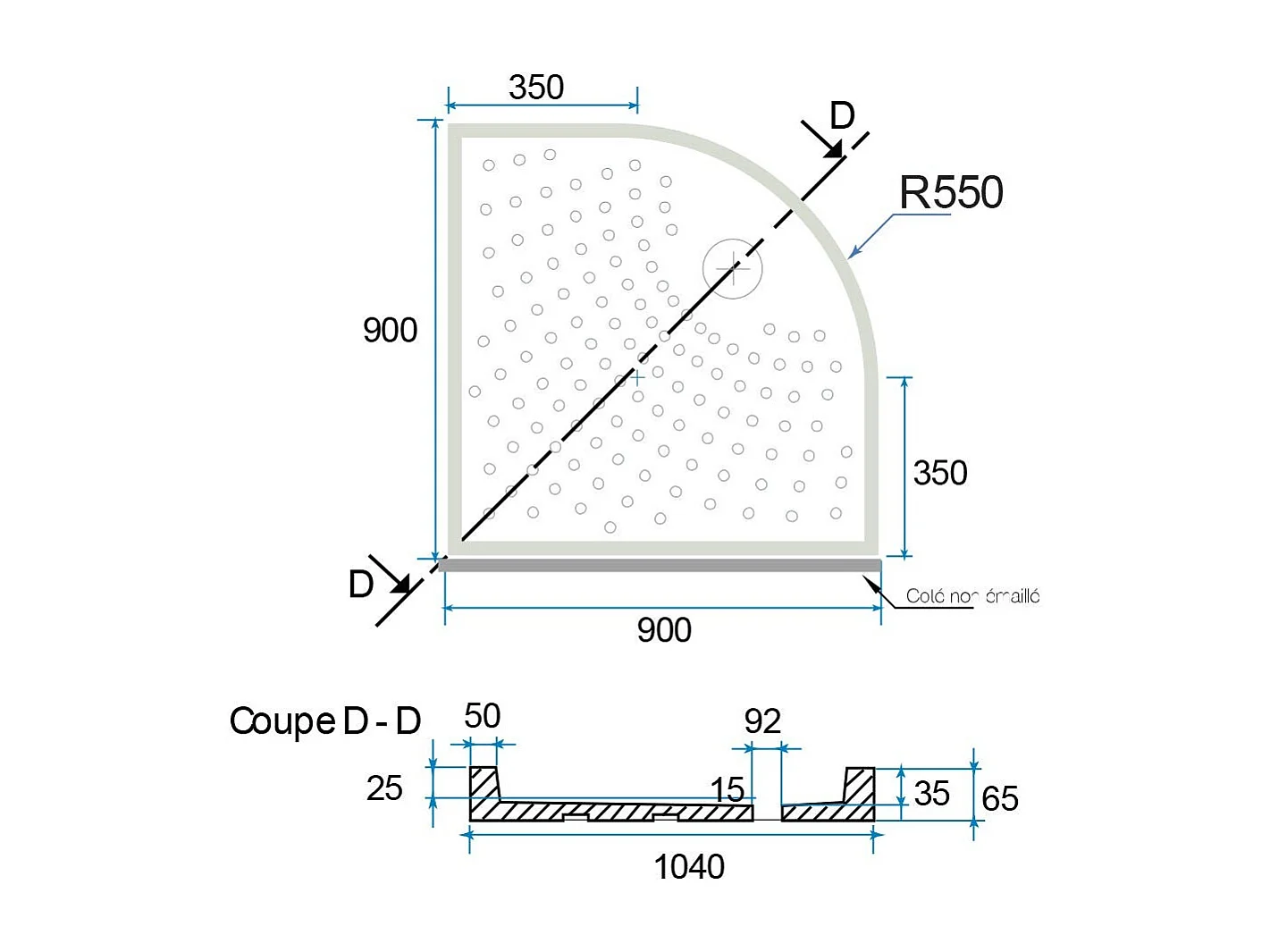 Receveur De Douche Semi-Circulaire En Céramique 90X90 | Malta