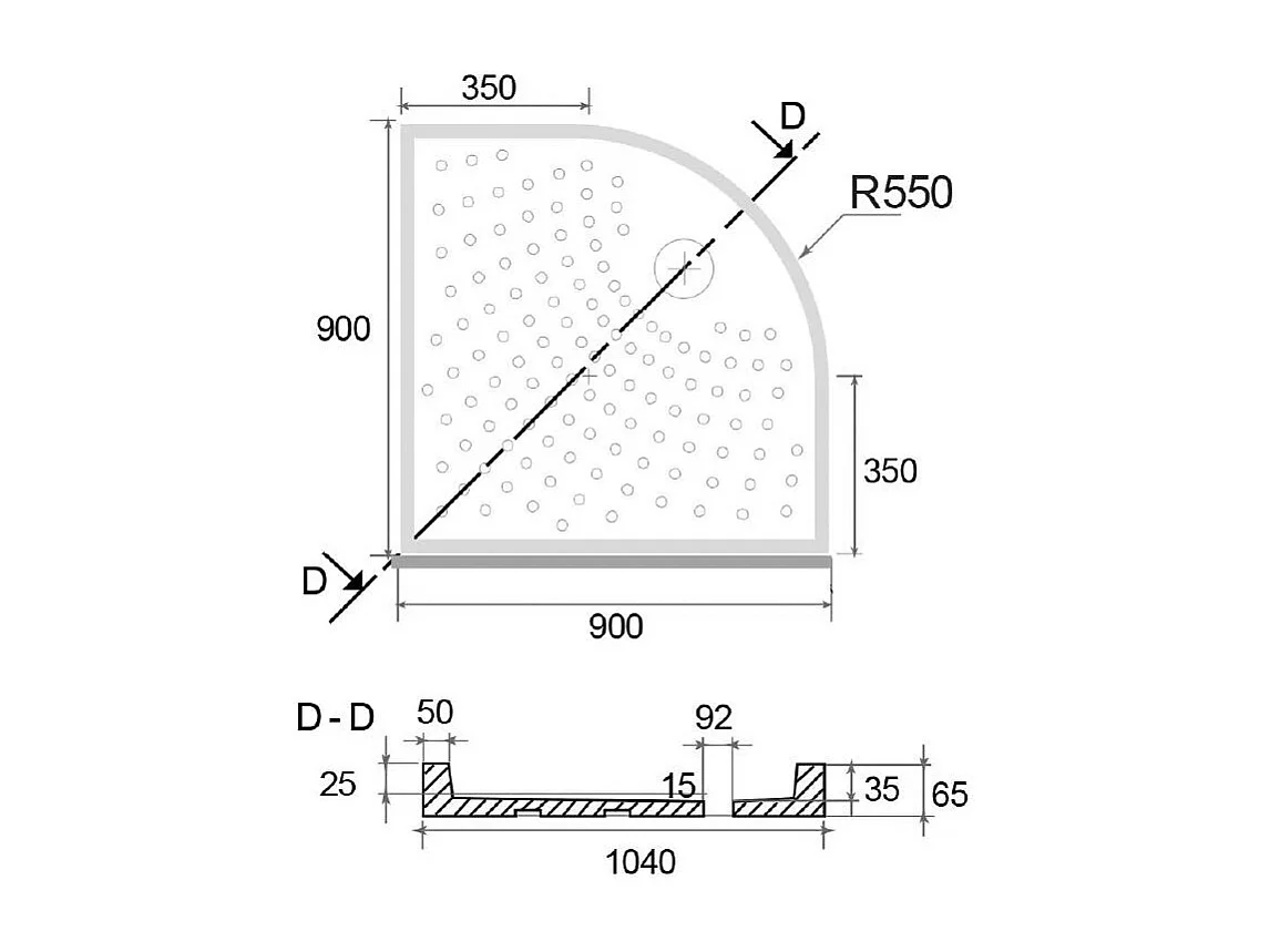 Receveur De Douche Semi-Circulaire En Céramique 90X90 | Malta