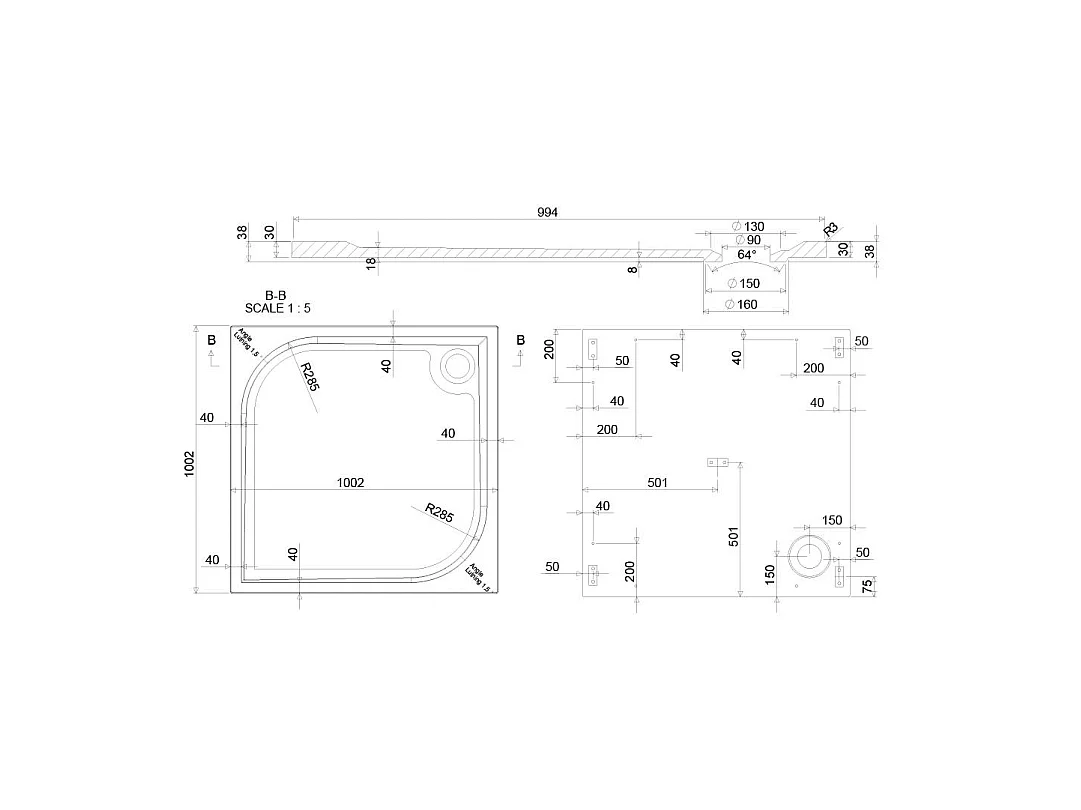 Receveur De Douche En Résine 100X100 Cm Au Ras Du Sol | Klio