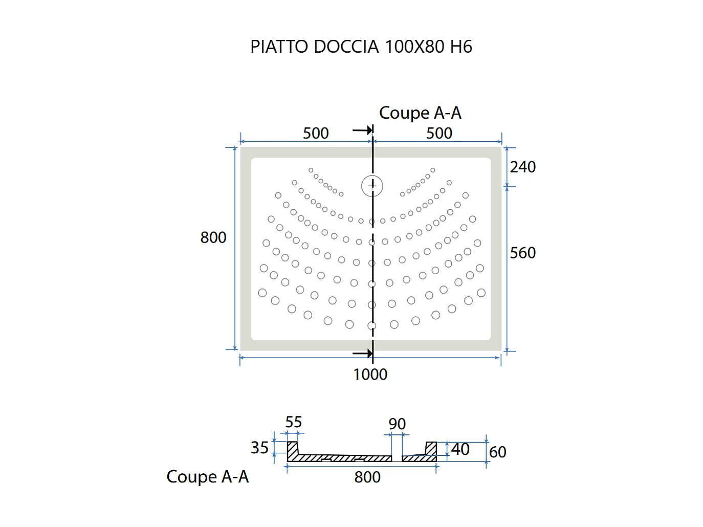 Receveur De Douche Cm 100X80 H 6 Céramique | Malta