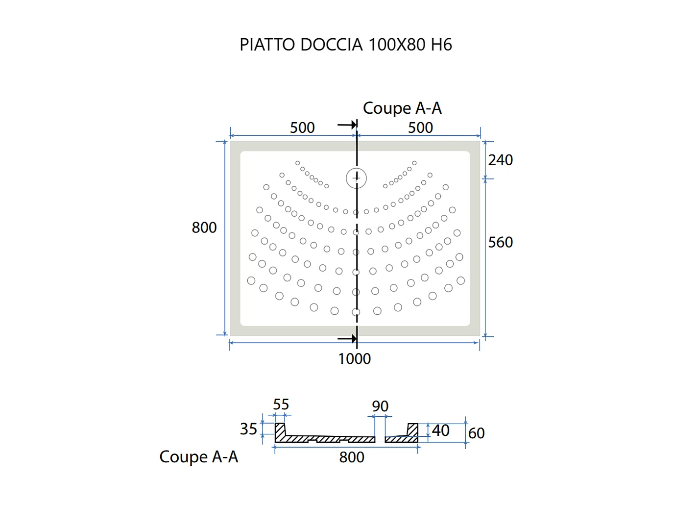 Receveur De Douche Cm 100X80 H 6 Céramique | Malta