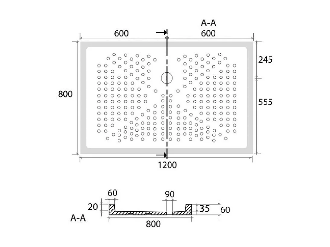 Receveur De Douche D'angle Antidérapant En Céramique 80X120 H6  | Malta