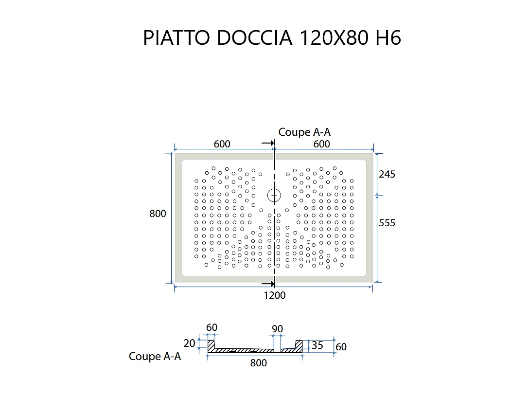 Receveur De Douche D'angle Antidérapant En Céramique 80X120 H6  | Malta