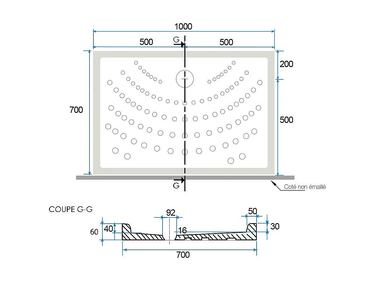 Plateau De Douche En Céramique Blanche H6 100X70 | Malta