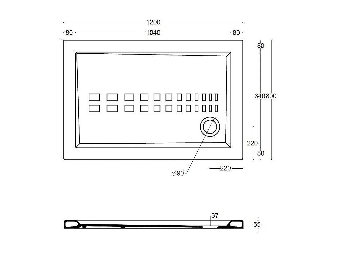 Receveur De Douche Traditionnel 120X80 Extra Plat En Céramique  | Linea