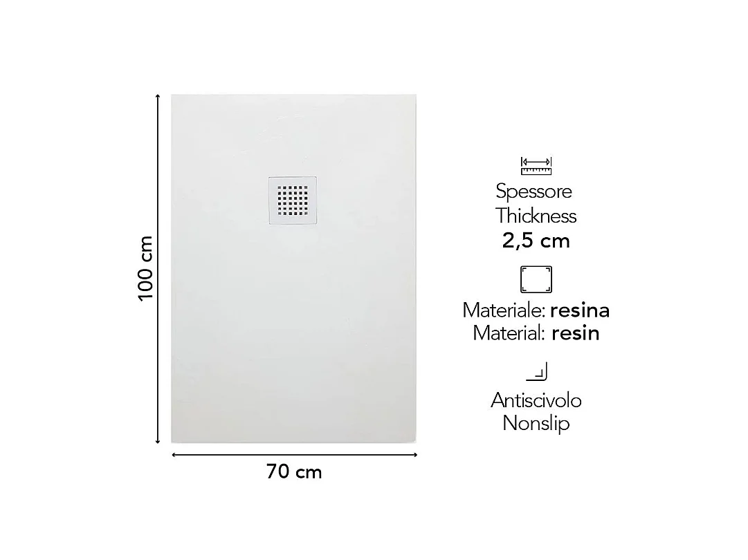 Receveur De Douche Rectangulaire En Résine Effet Pierre 70X100  | Muse