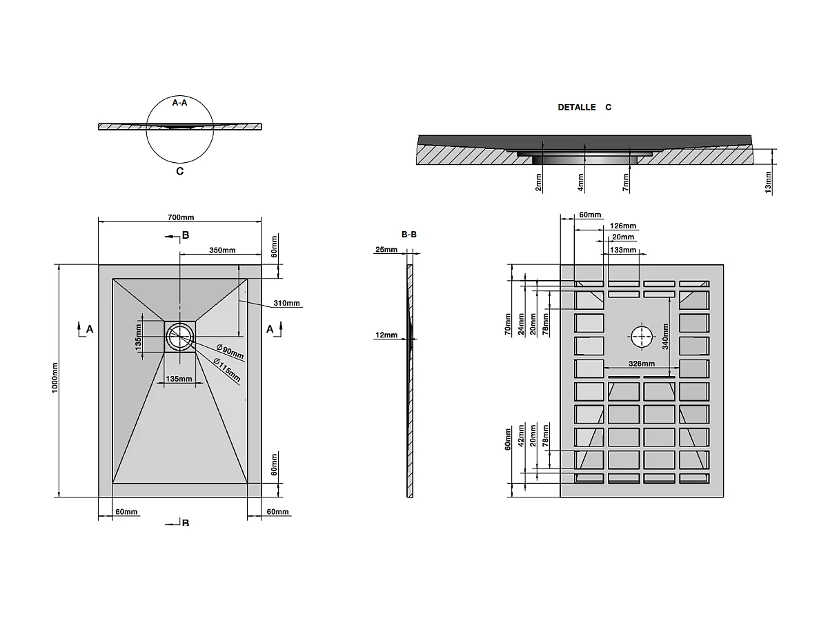 Receveur De Douche Rectangulaire En Résine Effet Pierre 70X100  | Muse