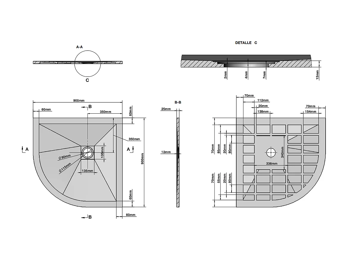 Plateau De Douche Angulaire 90X90 En Résine Anthracite | Muse
