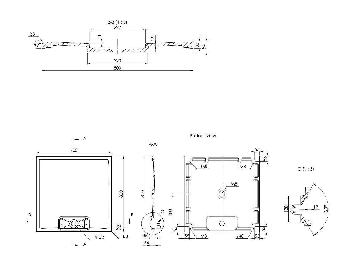 Receveur De Douche Anthracite 80X80 En Résine Fine | Mart