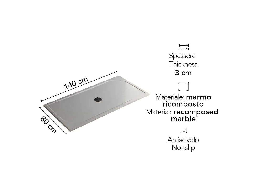 Receveur De Douche Fin En Résine 80X140 Extra Plat | Klio