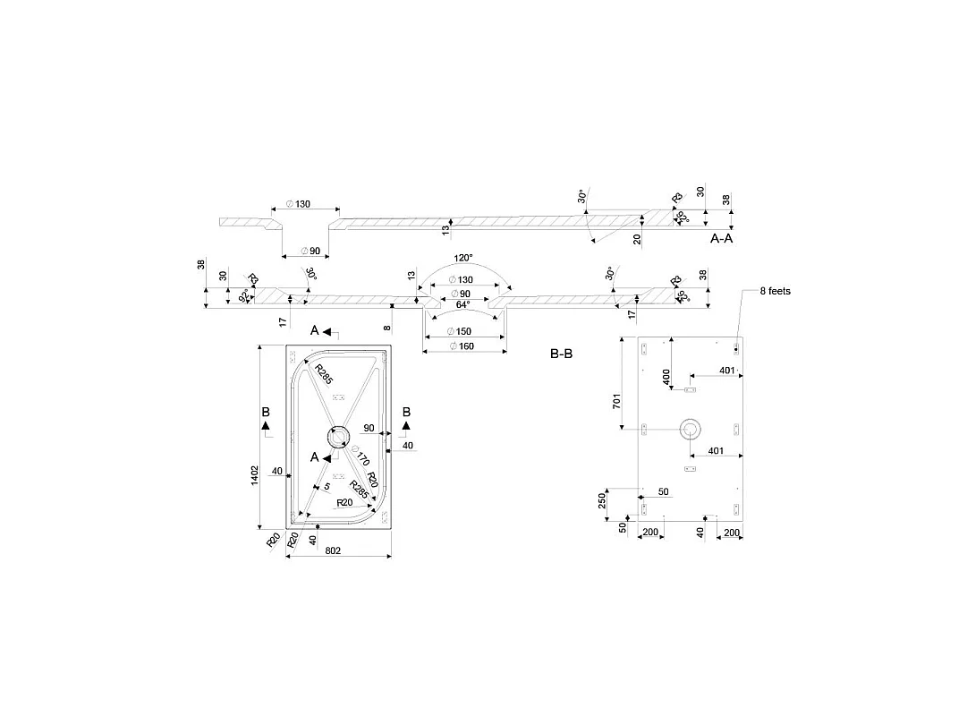 Receveur De Douche Fin En Résine 80X140 Extra Plat | Klio