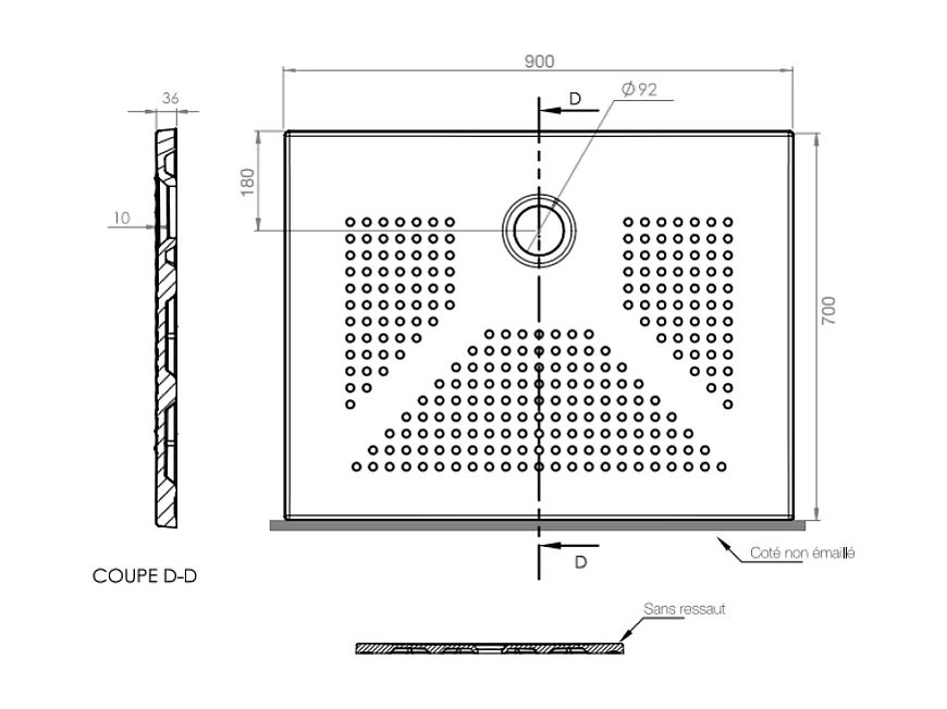 Receveur De Douche En Céramique 70X90 Mince 3Cm Noir Mat | Delfino