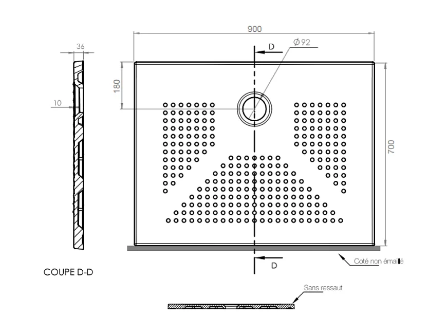 Receveur De Douche En Céramique 70X90 Mince 3Cm Noir Mat | Delfino