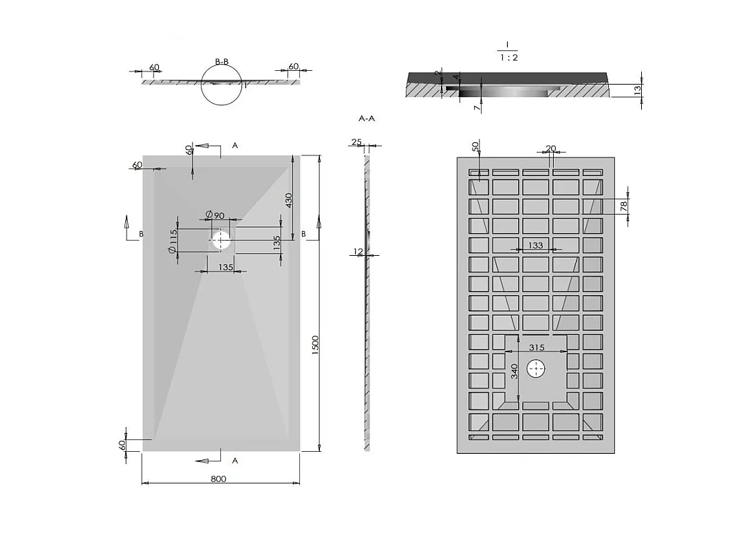 Plateau De Douche 150X80cm Résine Blanc Avec Couvercle De Bonde | Muse
