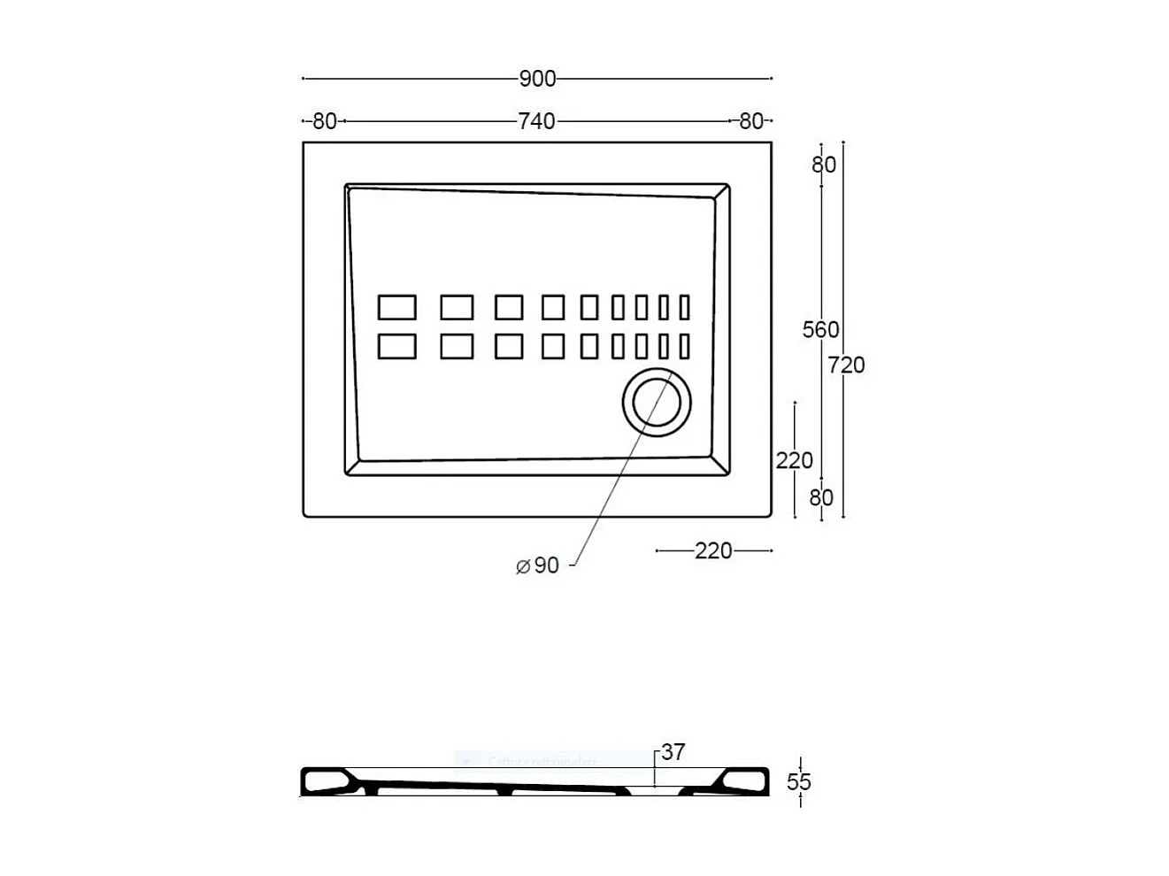 Receveur De Douche Traditionnel 70X90 Extra Plat En Céramique | Linea