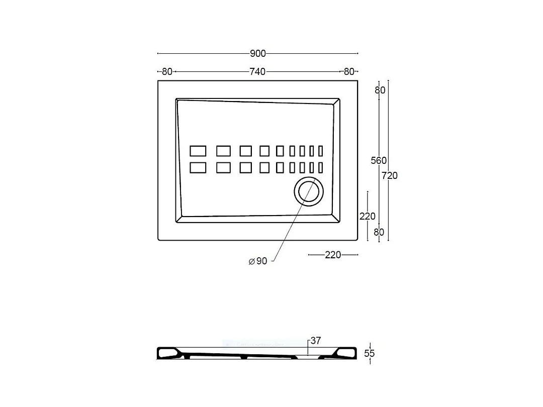 Receveur De Douche Traditionnel 70X90 Extra Plat En Céramique | Linea