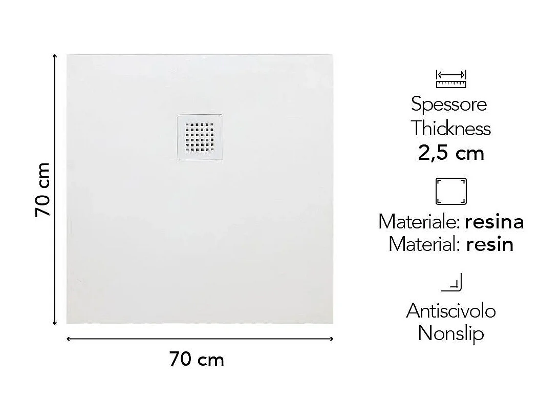 Receveur De Douche En Résine 70X70 Effet Pierre Blanche | Muse