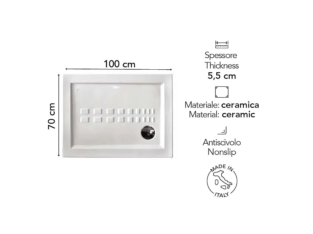 Receveur De Douche Traditionnel 70X100 Extra Plat En Céramique | Linea