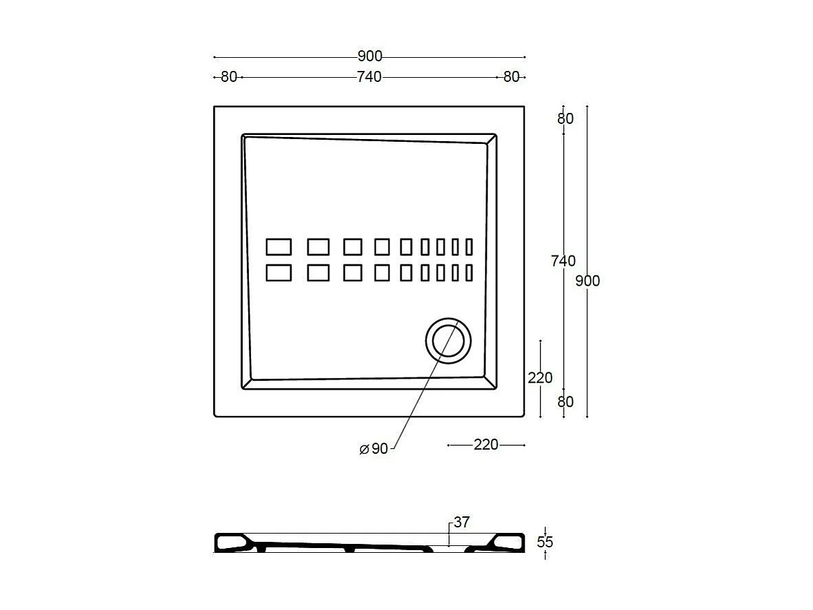 Receveur De Douche Traditionnel 90X90 Extra Plat En Céramique