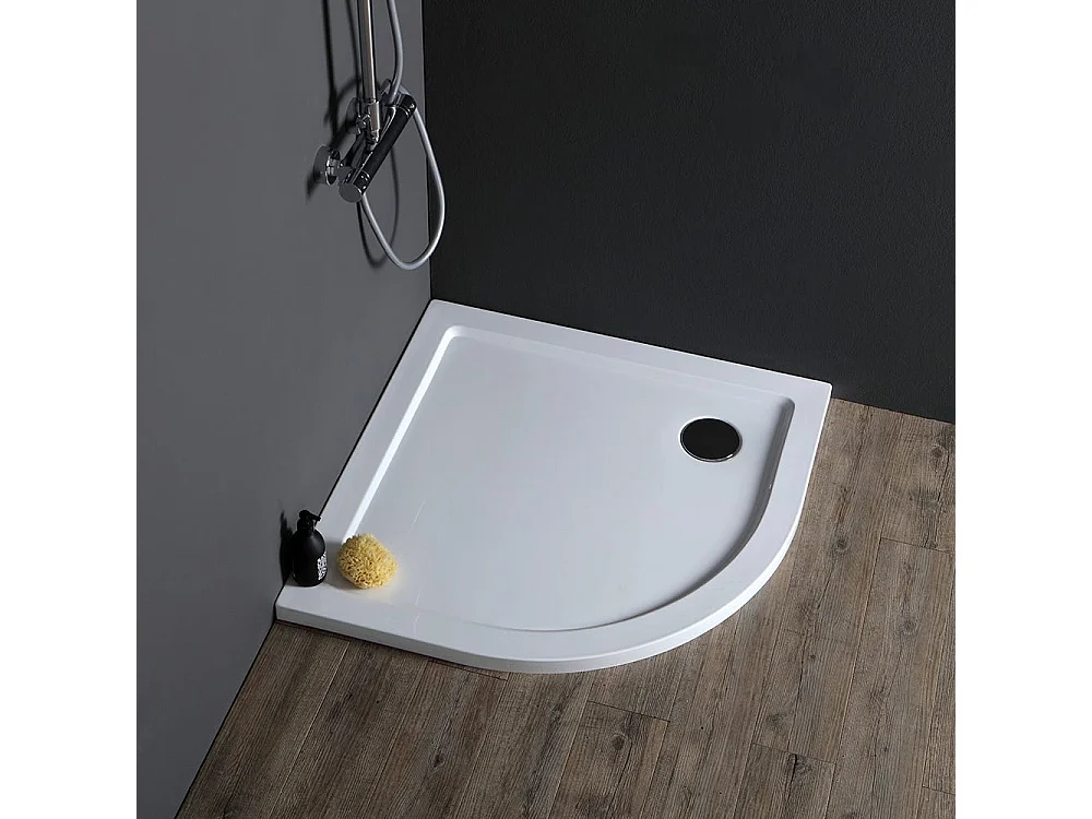 Receveur De Douche Semi-Circulaire De 80 Cm En Acrylique Et Abs Blancs | Alba