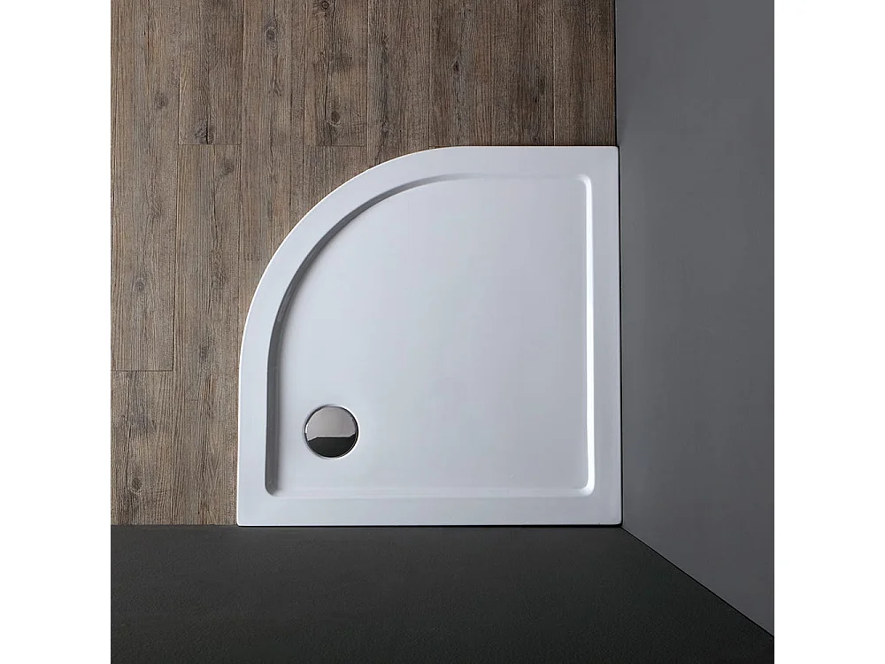 Receveur De Douche Semi-Circulaire De 80 Cm En Acrylique Et Abs Blancs | Alba