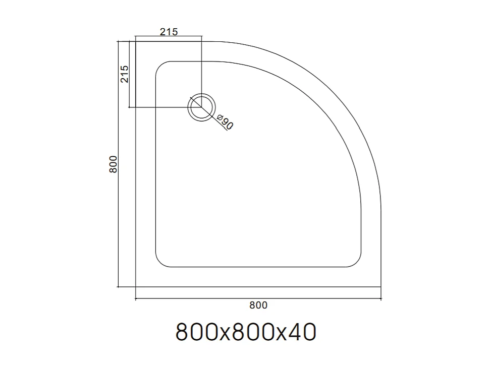 Receveur De Douche Semi-Circulaire De 80 Cm En Acrylique Et Abs Blancs | Alba
