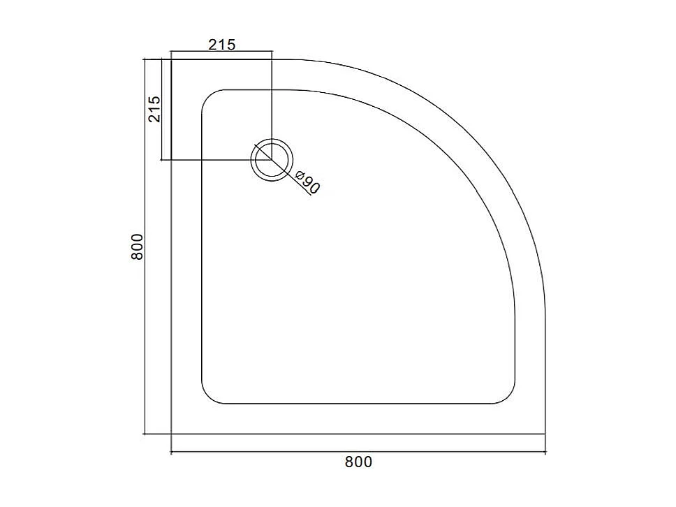 Receveur De Douche Semi-Circulaire De 80 Cm En Acrylique Et Abs Blancs | Alba