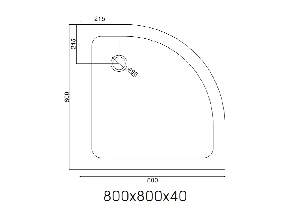 Receveur De Douche Semi-Circulaire De 80 Cm En Acrylique Et Abs Blancs | Alba