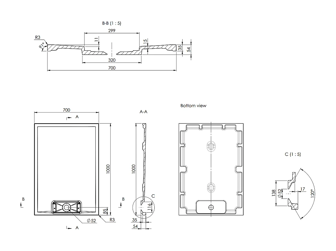 Receveur De Douche 70X100 Résine Effet Pierre Ardoise Gris | Mart