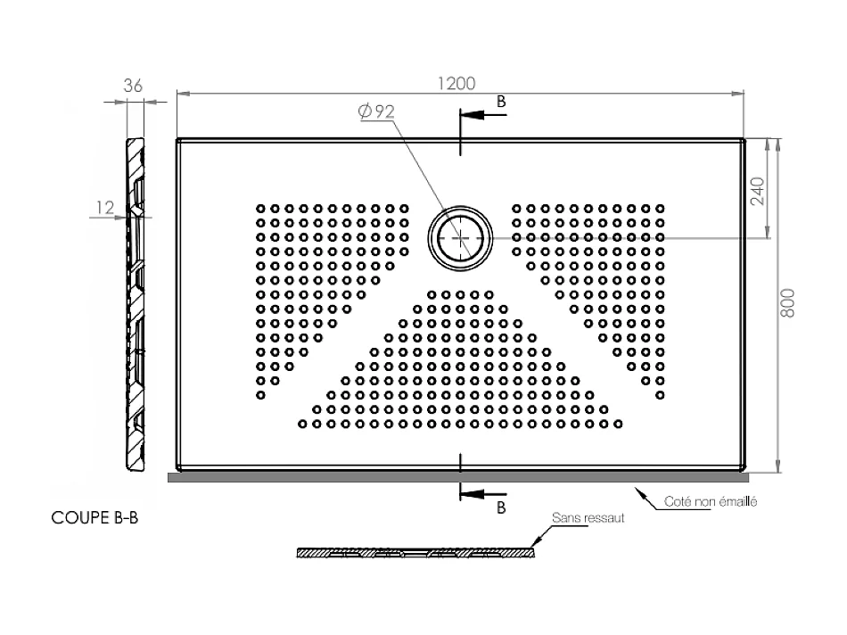 Plateau De Douche 120X80 En Céramique Noir Mat Design Moderne | Delfino