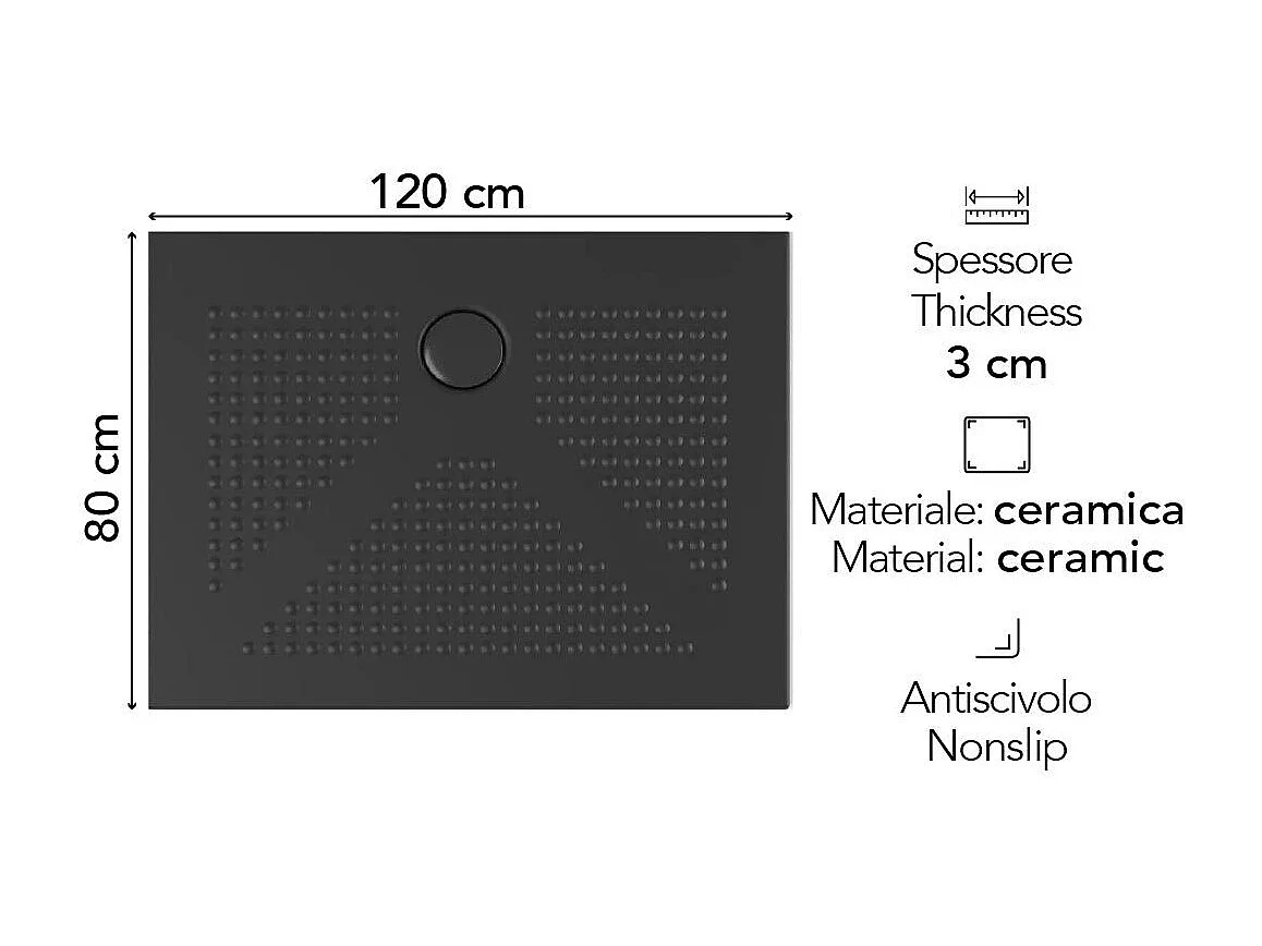 Plateau De Douche 120X80 En Céramique Noir Mat Design Moderne | Delfino