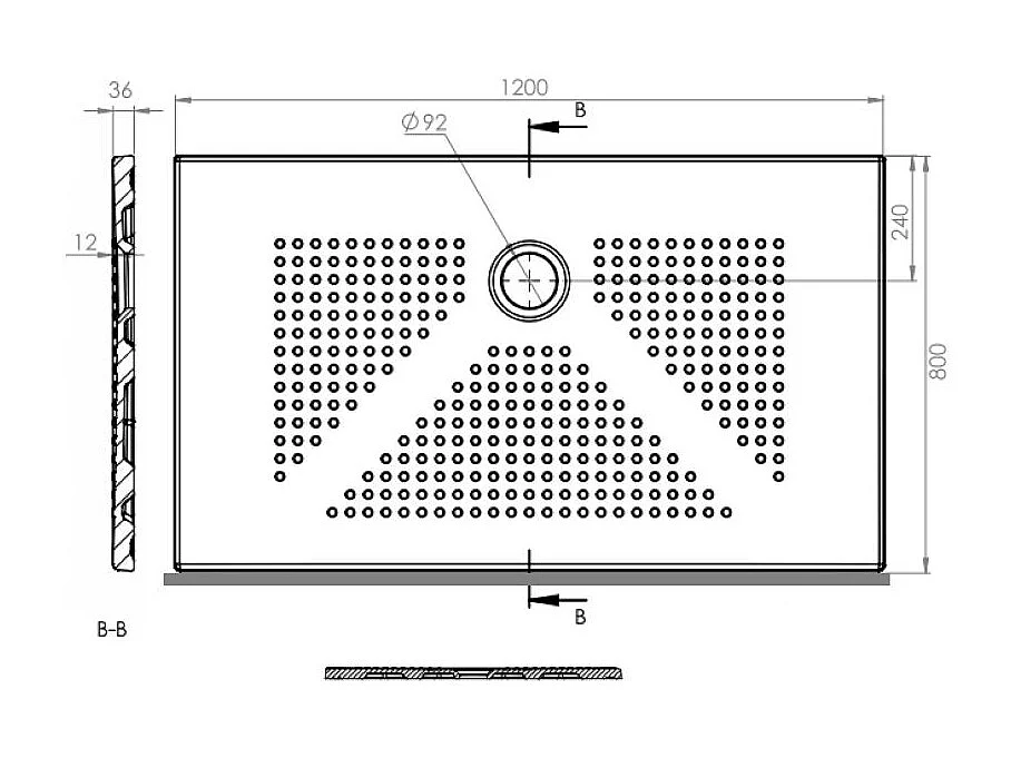 Plateau De Douche 120X80 En Céramique Noir Mat Design Moderne | Delfino