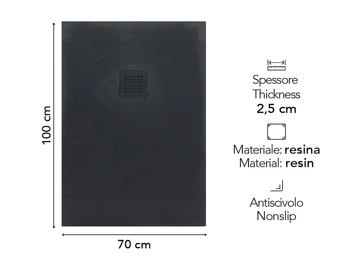 Receveur De Douche 100X70 Gris Anthracite Effet Pierre | Muse