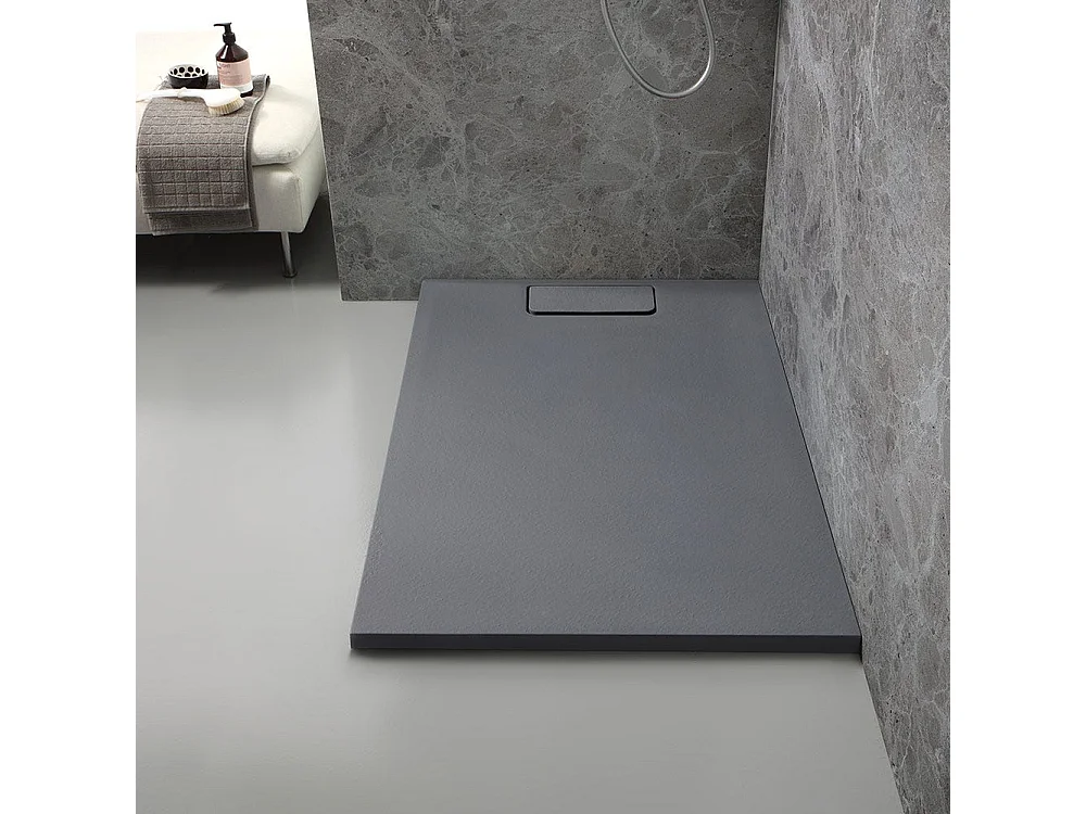 Receveur De Douche En Résine Gris Ardoise 80X120 Cm Effet Pierre | Mart