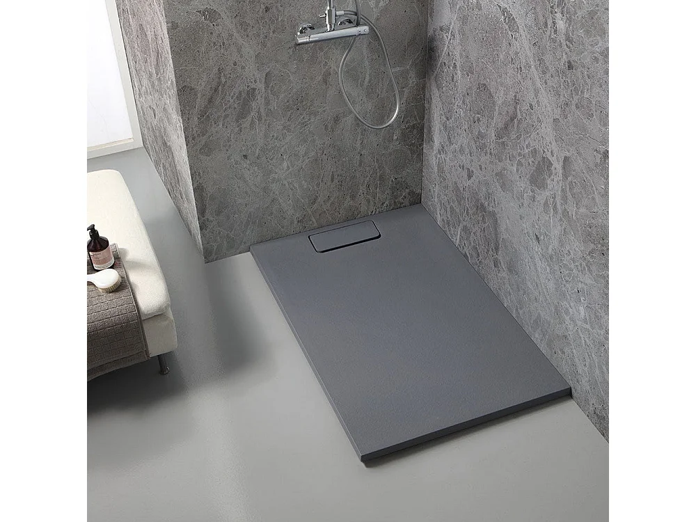 Receveur De Douche En Résine Gris Ardoise 80X120 Cm Effet Pierre | Mart