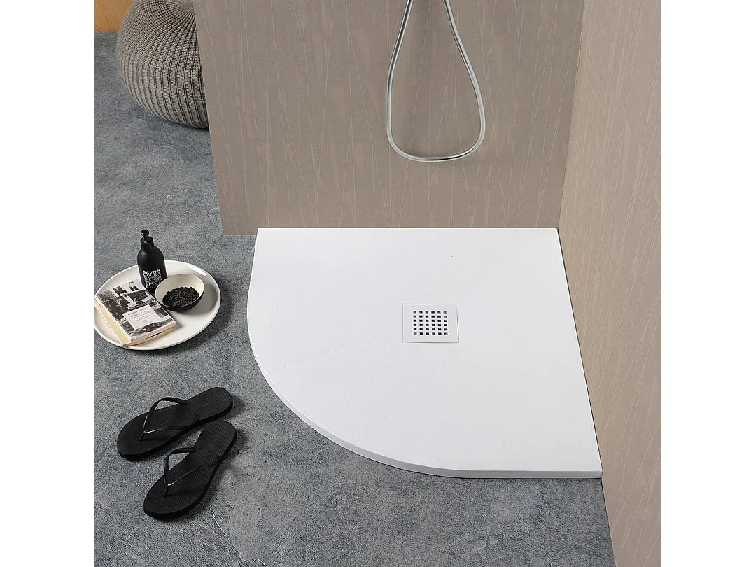 Plateau De Douche Demi-Circulaire 80X80 Blanc En Résine | Muse