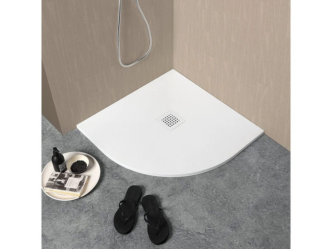 Plateau De Douche Demi-Circulaire 80X80 Blanc En Résine | Muse