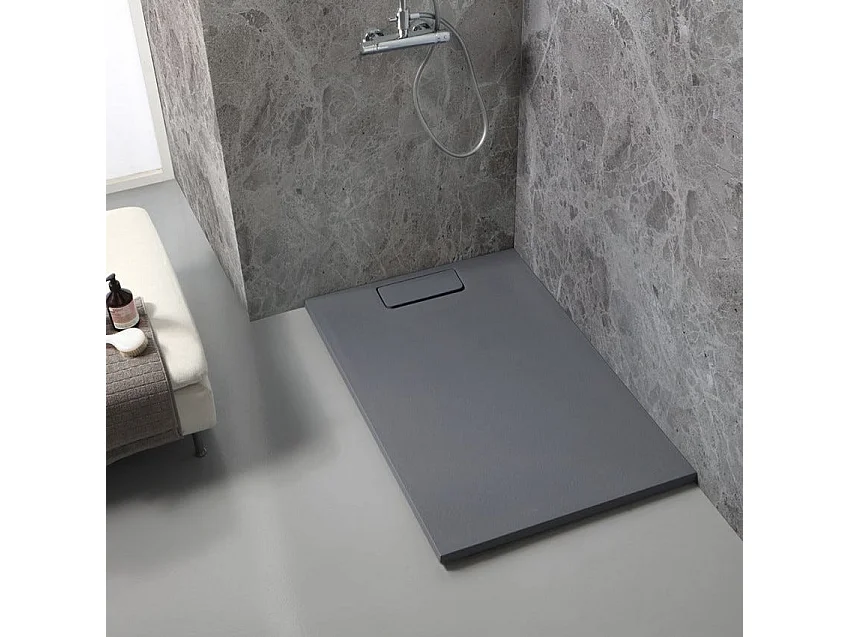 Receveur De Douche 80X100 En Résine Grise Avec Effet Pierre | Mart