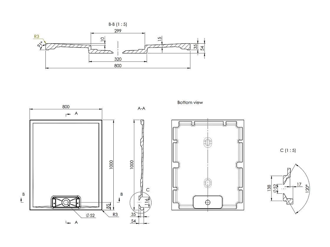 Receveur De Douche 80X100 En Résine Grise Avec Effet Pierre | Mart