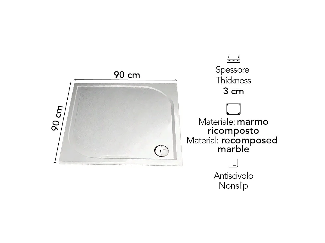 Receveur De Douche En Résine 90X90 Cm Extra Plat | Klio