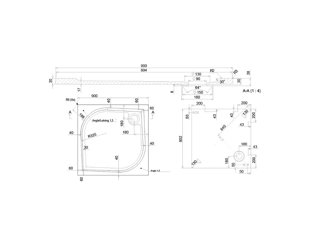 Receveur De Douche En Résine 90X90 Cm Extra Plat | Klio