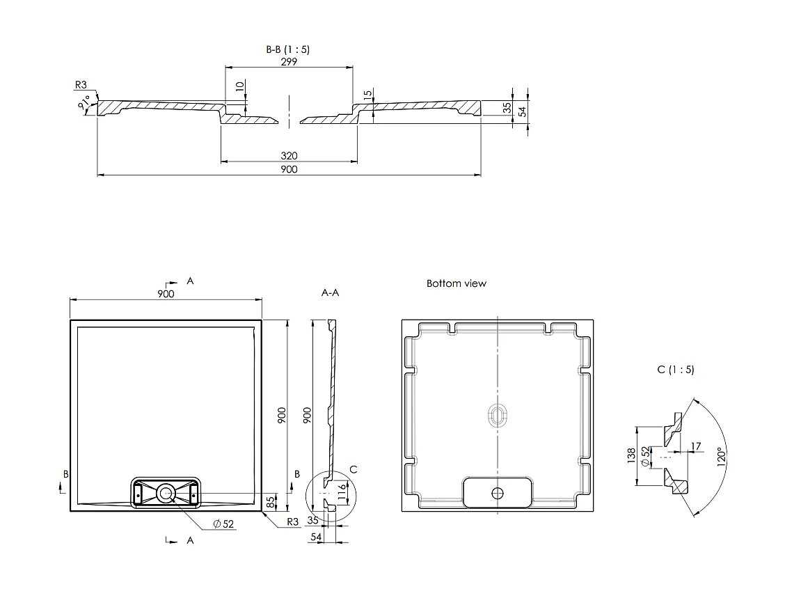 Receveur De Douche En Résine Effet Pierre 90X90 | Mart