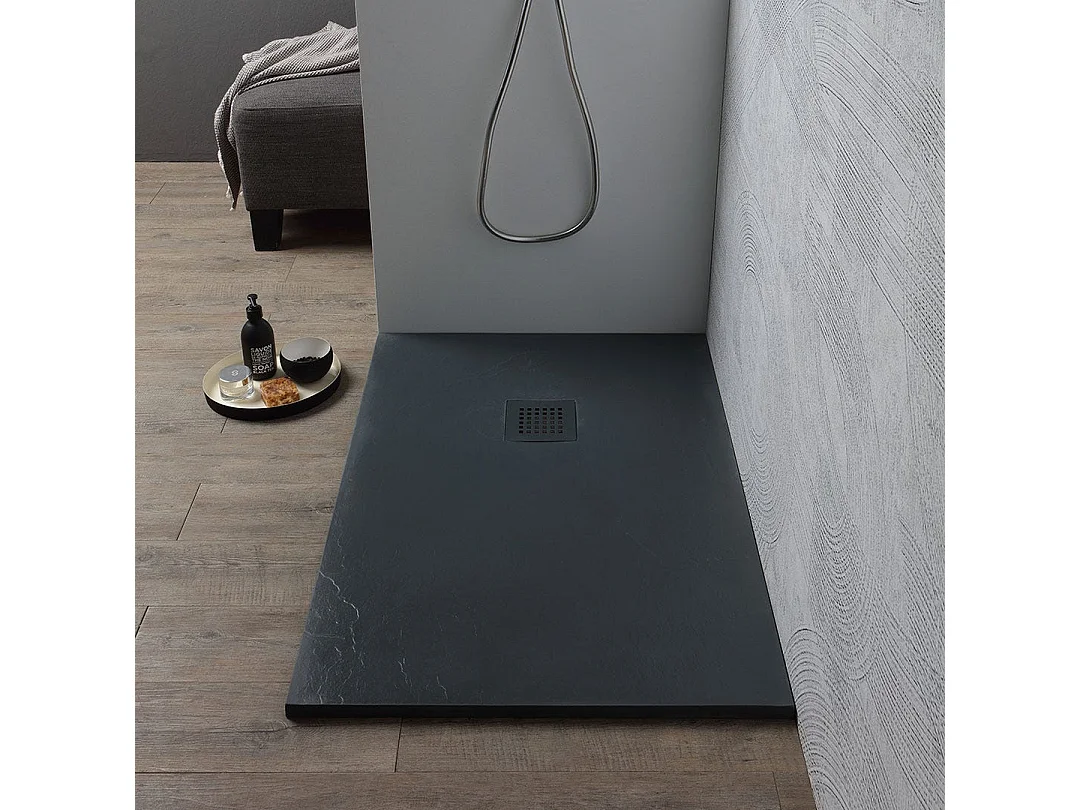 Receveur De Douche 80X100 En Résine Anthracite Effet Pierre | Muse