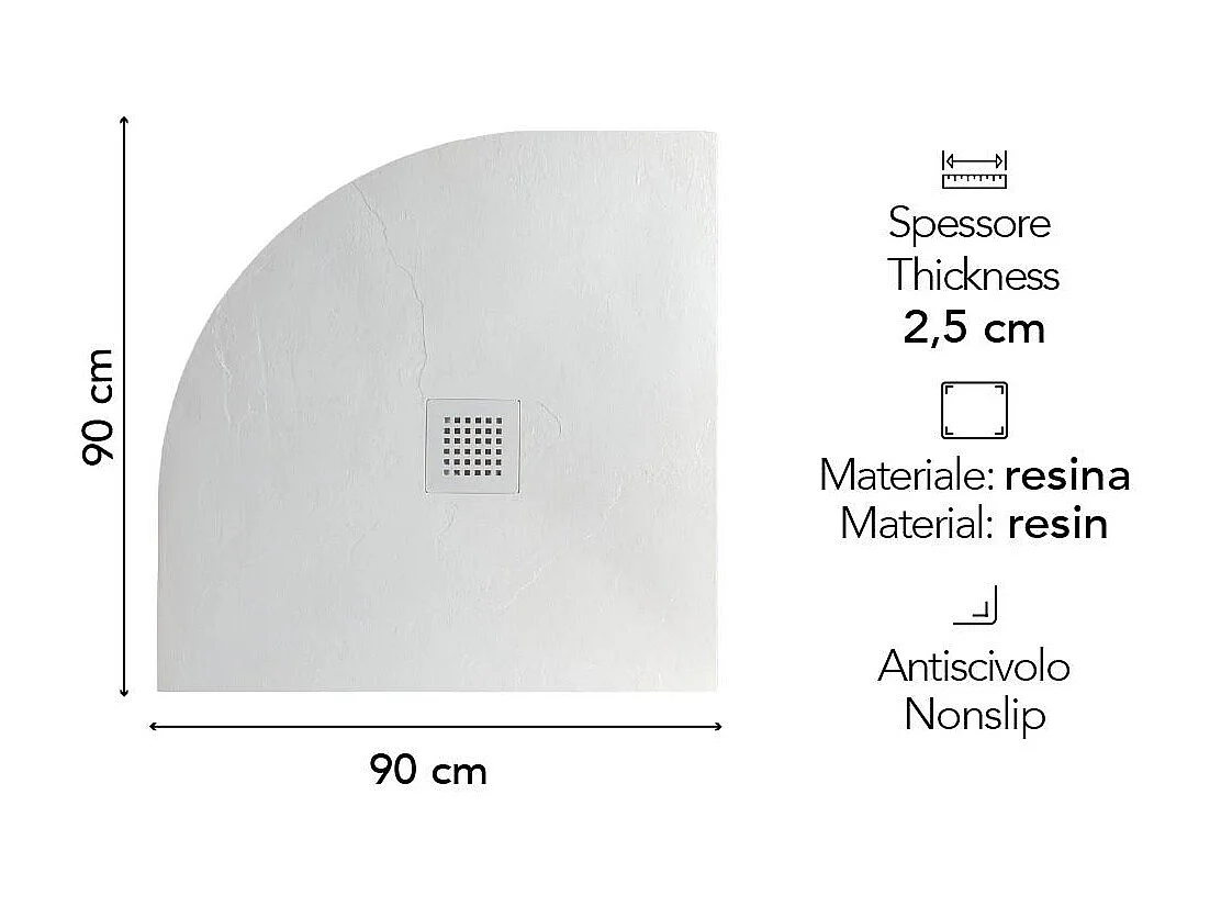 Plateau De Douche Angulaire 90X90 En Résine Blanche Fine | Muse