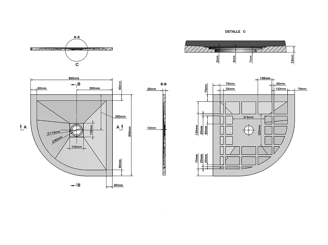 Receveur De Douche Angulaire 80X80 En Résine Gris Anthracite | Muse