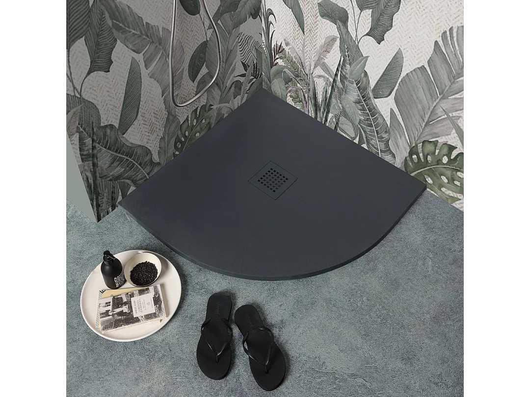 Receveur De Douche Angulaire 80X80 En Résine Gris Anthracite | Muse