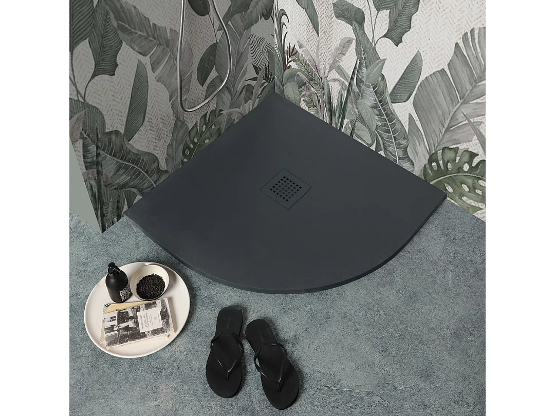 Receveur De Douche Angulaire 80X80 En Résine Gris Anthracite | Muse