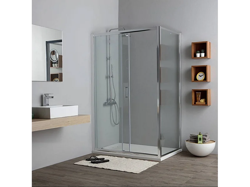 Cabine De Douche D'angle Réversible 80X140 Cm Avec Porte Coulissante | New Giada