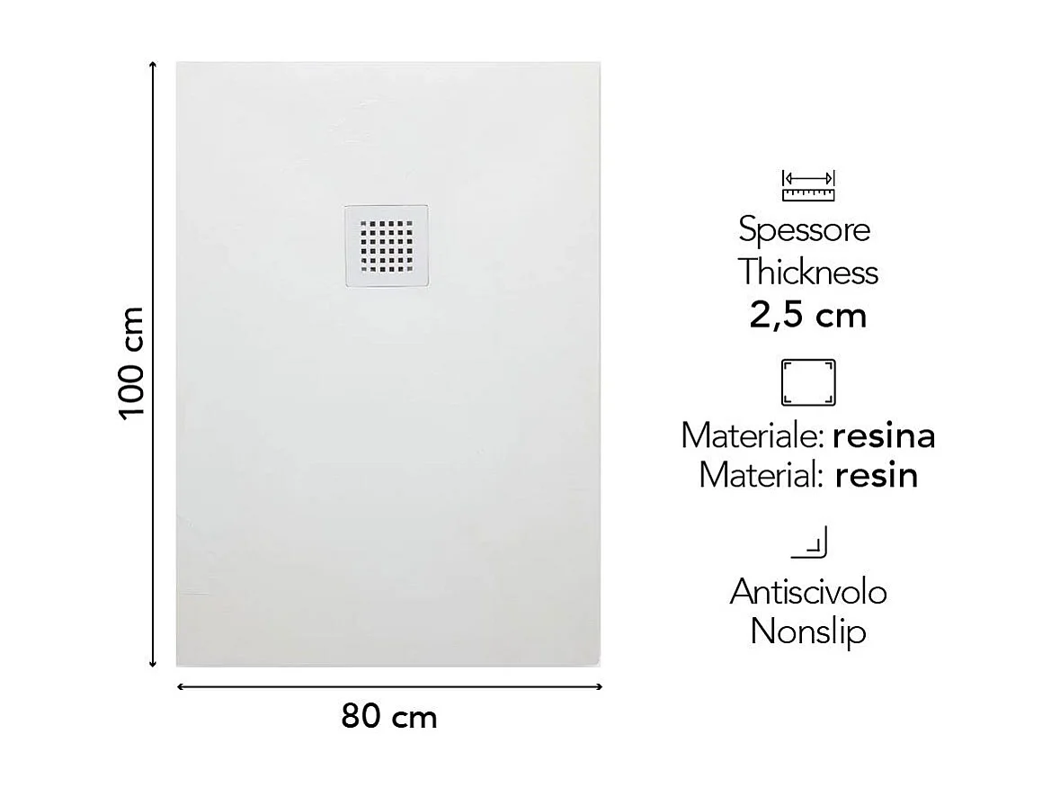 Receveur De Douche 100X80 Blanc Effet Pierre | Muse
